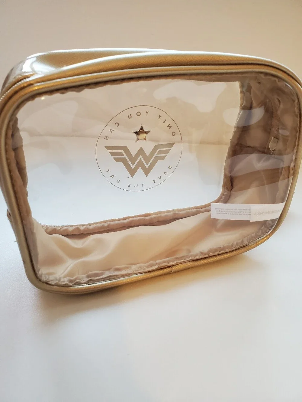 Wonder Woman Clear Cosmetic Makeup Carry Travel Bag